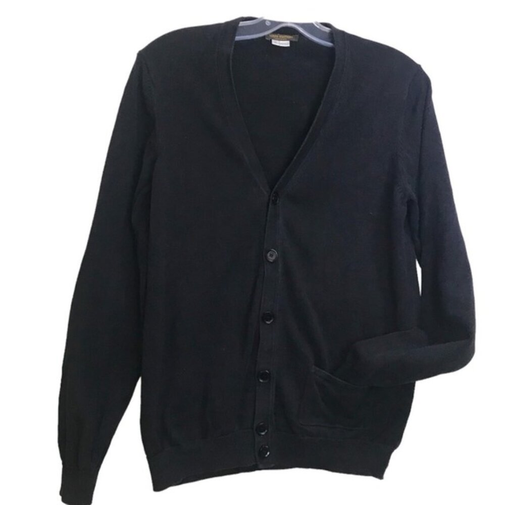 Louis Vuitton Silk Cotton Cardigan Sweater LV Buttons Uniform Monogram Pocket S